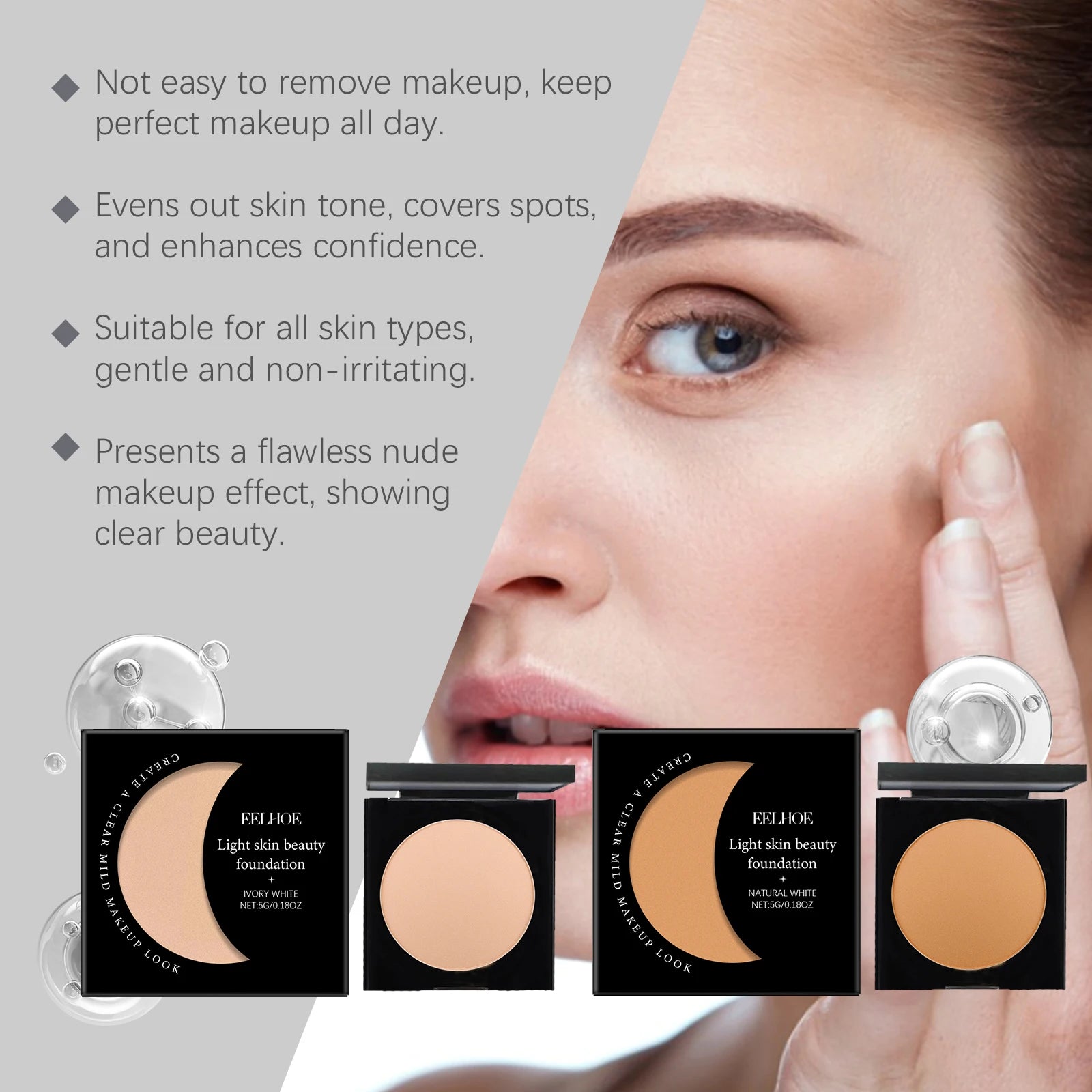 Vitamin E Light Skin Beauty Foundation Hyaluronic Acid Moisturizing Concealer Brightening Even Tone Lightweight Long Wear Flawless Face Base Makeup