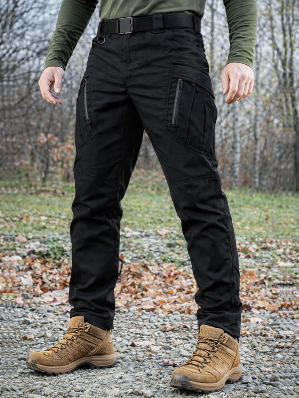 Men's Heavy Duty Tactical Pants Black, Durable Ripstop Cargo Work Pants, Water Resistant Outdoor Hiking Pants, Ships from US