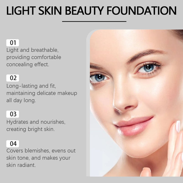 Vitamin E Light Skin Beauty Foundation Hyaluronic Acid Moisturizing Concealer Brightening Even Tone Lightweight Long Wear Flawless Face Base Makeup