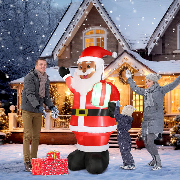7ft Black Santa Claus Christmas Inflatable With 5 LED Lights And Drawstring Bag For Outdoor Yard Holiday Decoration