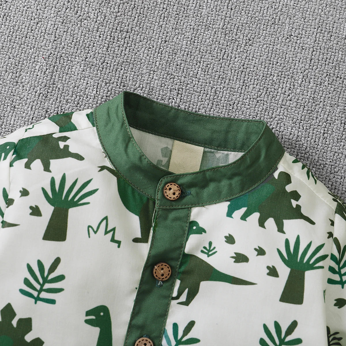 Citgeett Summer 1-5Years Toddler Boy 2Pcs Outfits Short Sleeve Button Down Shirt + Elastic Waist Shorts Clothes Dinosaur Set