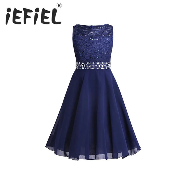 Elegant Children Girls Flower Princess Tulle Lace Dress Infant Kids Party Bridesmaid Ball Gown Tutu Dresses Children Clothes