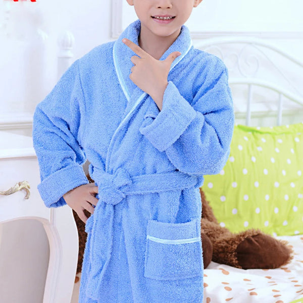 New Pure Cotton Autumn Winter Children Robe Sleepwear Boys And Girls Thick Warm Towel Bathrobe Nightgown Loose Casual Loungewear
