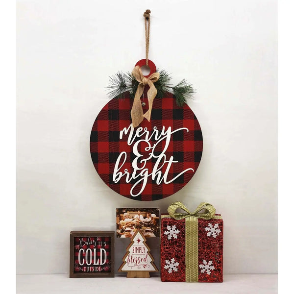Paris Loft Christmas Wall Decor, Farmhouse Holiday Sign, Large Christmas Ornament, Merry and Bright, Hanging Wood Holiday Sign,
