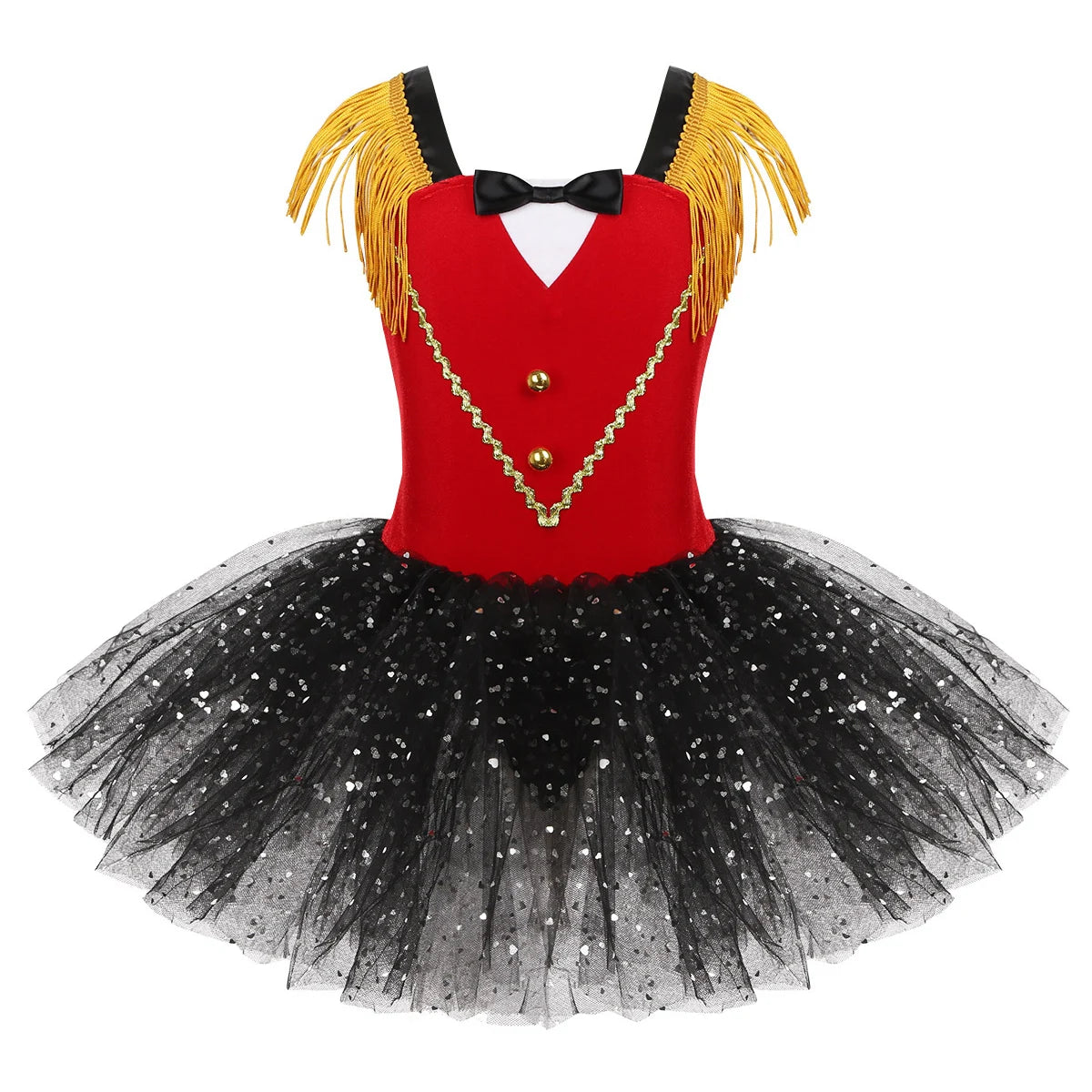 Girls Halloween Circus Ringmaster Costume Dancewear Sequins Mesh Tutu Gymnastics Leotard Dance Dress for Carnival Dress Up