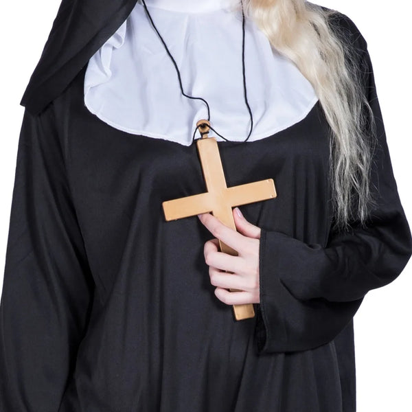 Eraspooky Nuns Dress Robe Women Sister Court Cosplay Female Halloween Costume Vintage Religion Black Hooded Gown Fancy Dress