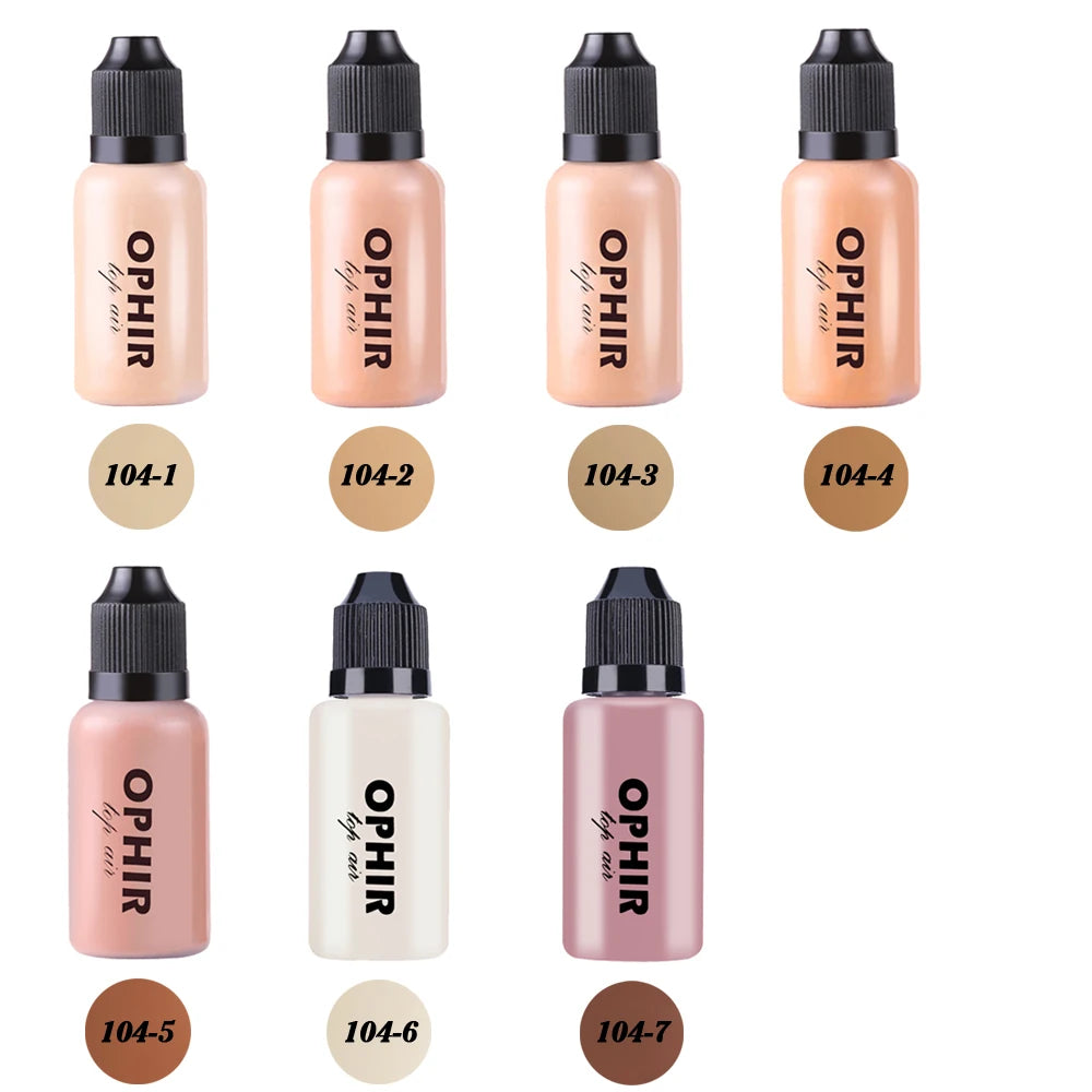 OPHIR Airbrush Makeup Foundation Inks Colors Air Foundation for Face Paint Makeup Salon Cosmetic, 7 Colors for Choose 30ml TA104