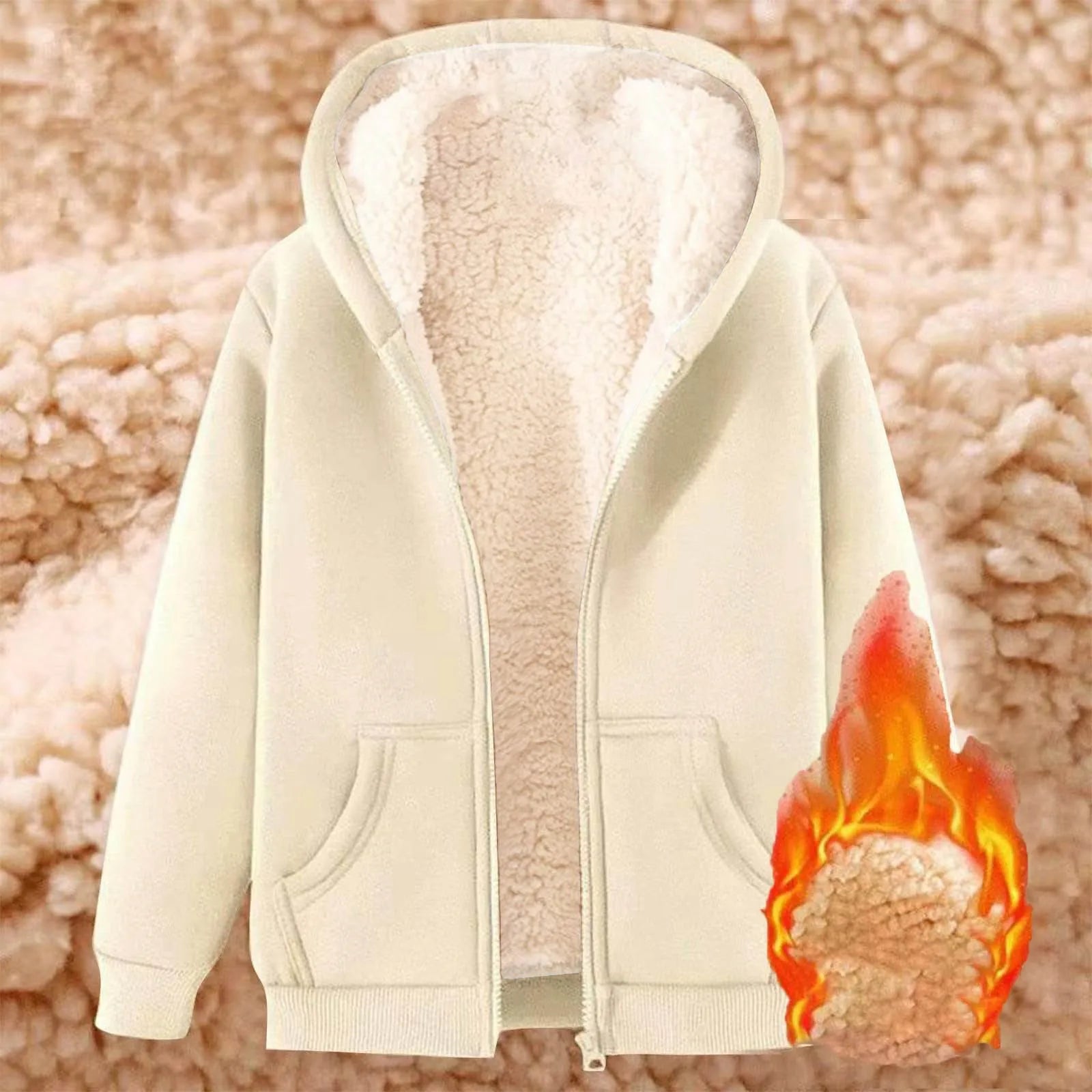 Winter Jacket Women'S Warm Fleece Jacket Winter Sweat Jacket With Hood Elegant Plain Transition Jacket Large Sizes Hooded Coats