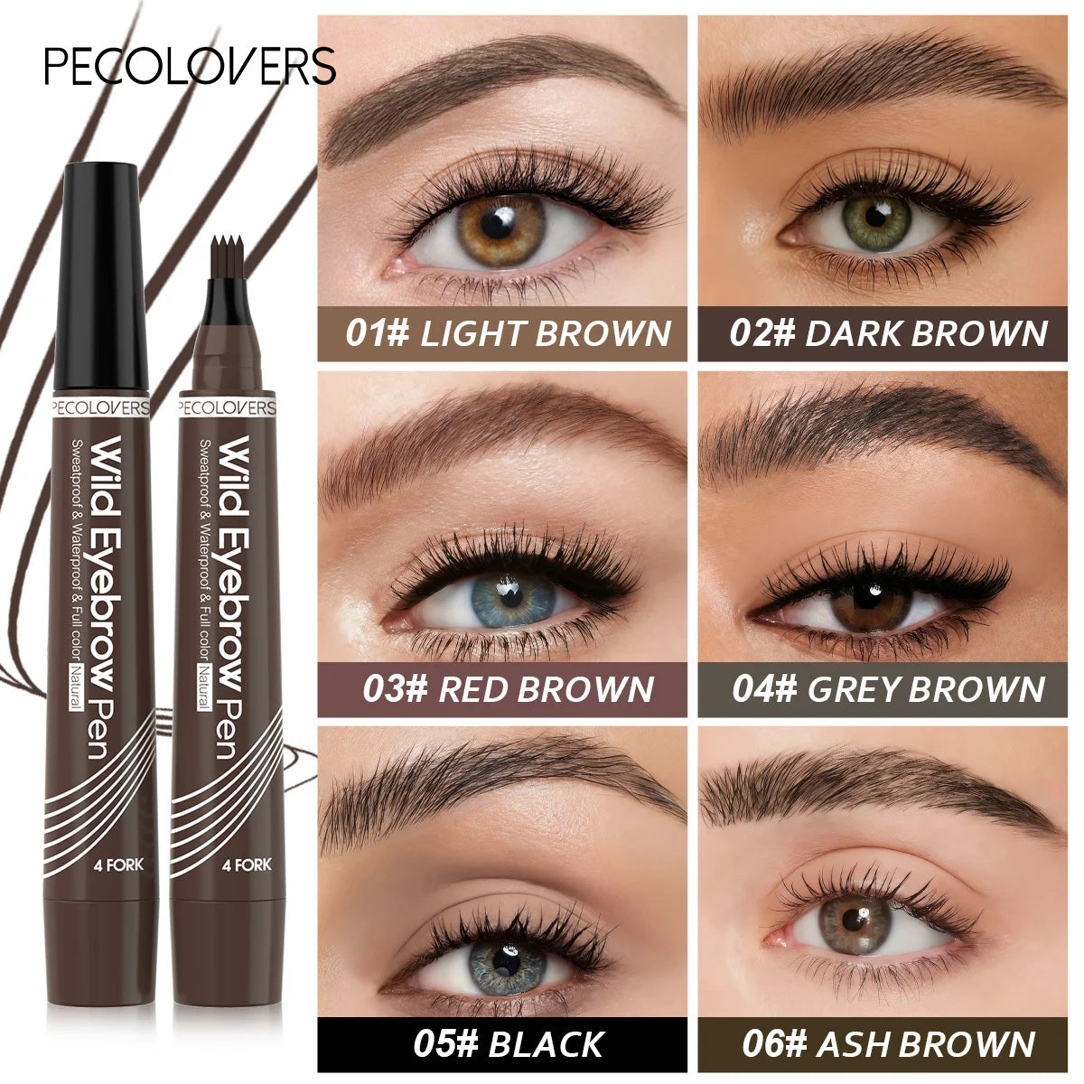 6PCS/SET Non Smudge Eyebrow Drawing Pen Set,Waterproof,Long-Lasting,Soft Balanced Color Payoff,Free Hand Easy Operation,Multiple Shade Selection,Liquid Brow Definer Collection Suitable For Daily Basic Eyebrow Styling Needs
