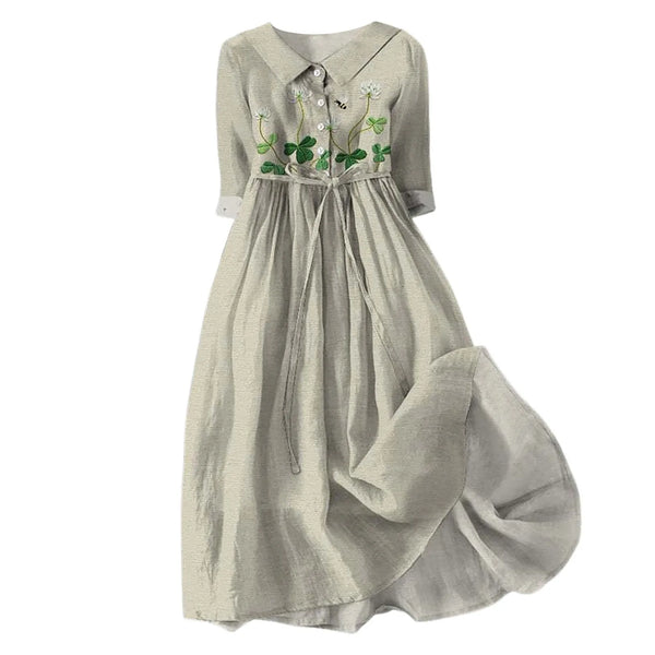 Women Korean Style Long Dresses Summer Half Sleeve Lace Up Shirt Dress Trendy A Line Ruffle Large Swing Dress Ropa De Mujer
