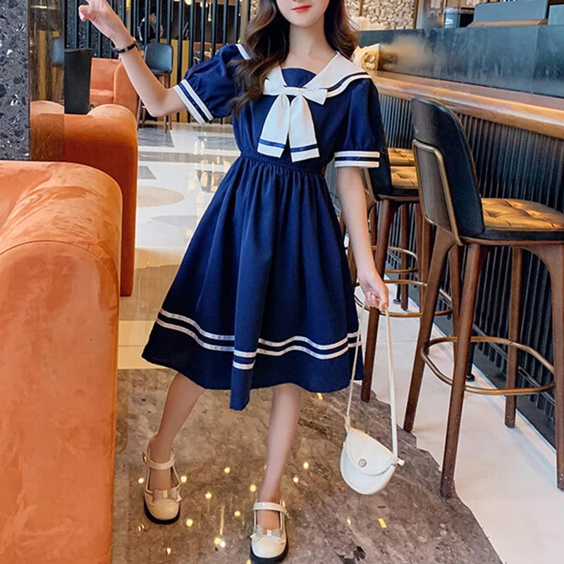 Girls School Dress Summer Dresses for Kids Costume Preppy Style School Teenagers Children Clothes Vestidos Dresses