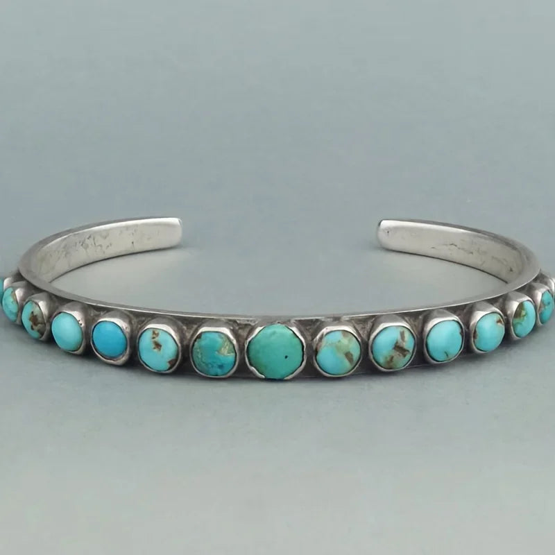 1 Piece Turquoise Alloy Cuff Bracelet - Bohemian Stylish Open Bracelet Vintage Ethnic Exquisite Design - Ideal for Engagement, Thanksgiving, Valentine's Day and Anniversary Gifts