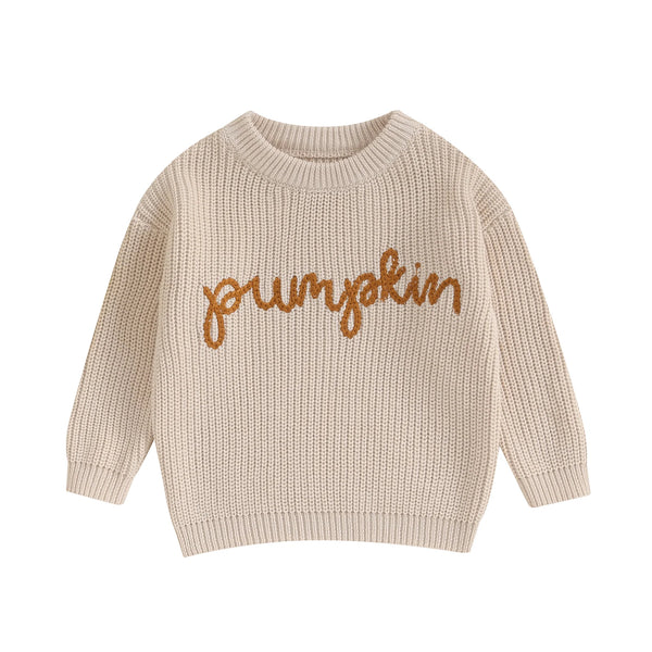 Citgeett Autumn Toddler Girls Winter Knit Sweater Long Sleeve Crewneck Letter Embroidery Pullover Knitwear Fall Clothes
