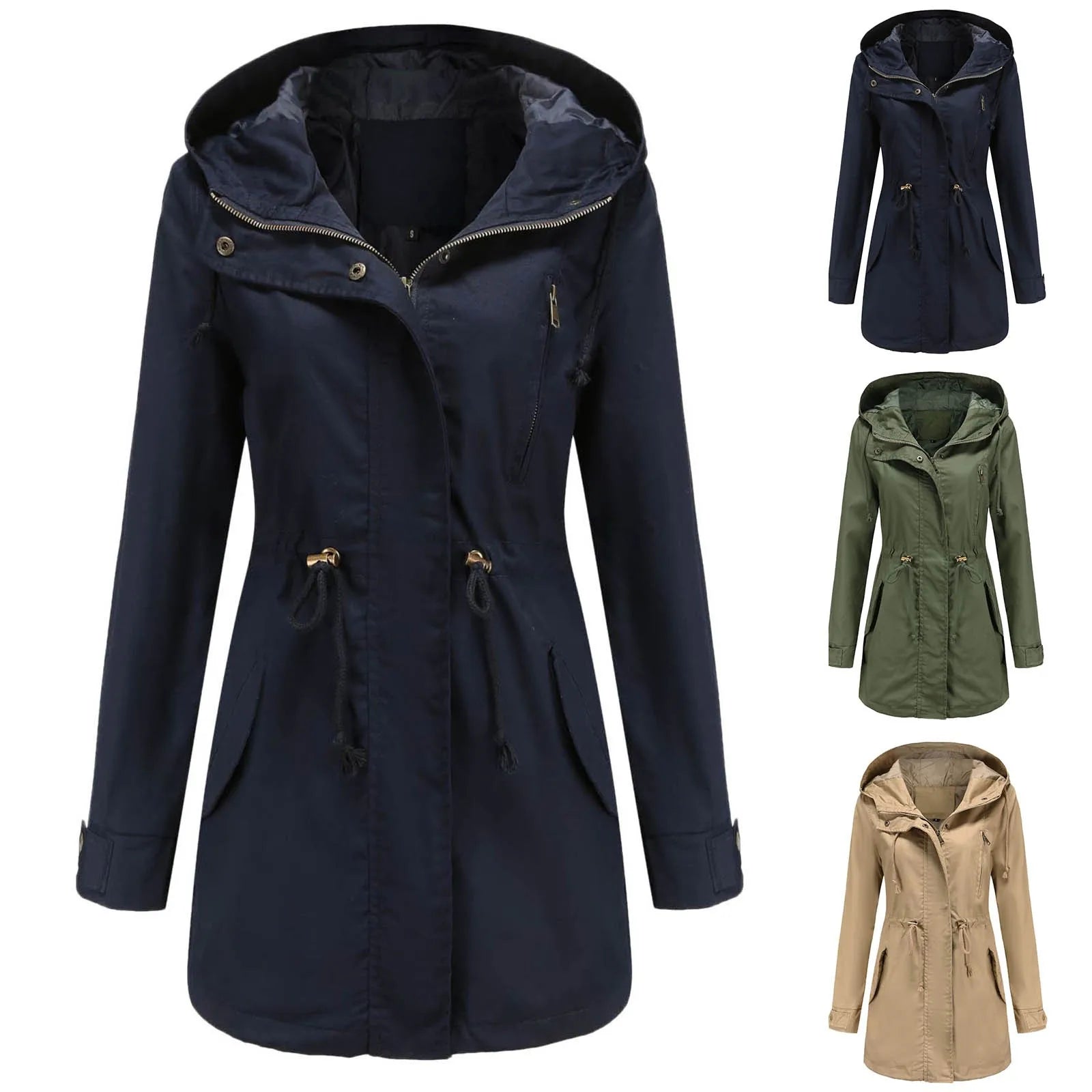 Women Jacket Coat Windproof Waterproof Autumn Lightweight Raincoat Casual Outdoor Trench Outerwear Hooded Windbreaker Chaquetas
