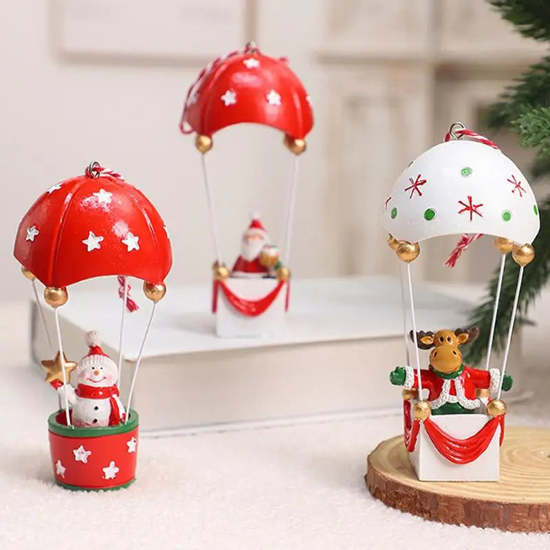 Parachute Snowman Toy Santa Claus Snowmen Parachute Ornaments Toy Christmas Tree Decoration Toys Parachute Santa Claus Ornament