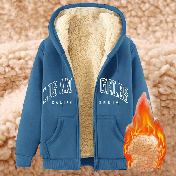 Women Solid Color Fleece Thickened Hoodies Large Size M-5XL Zip Up Warm Lined Thermal Sweatshirt Fall Winter Hooded With Pockets