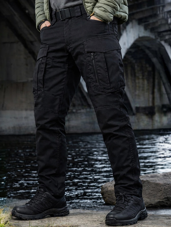 Men's Heavy Duty Tactical Pants Black, Durable Ripstop Cargo Work Pants, Water Resistant Outdoor Hiking Pants, Ships from US