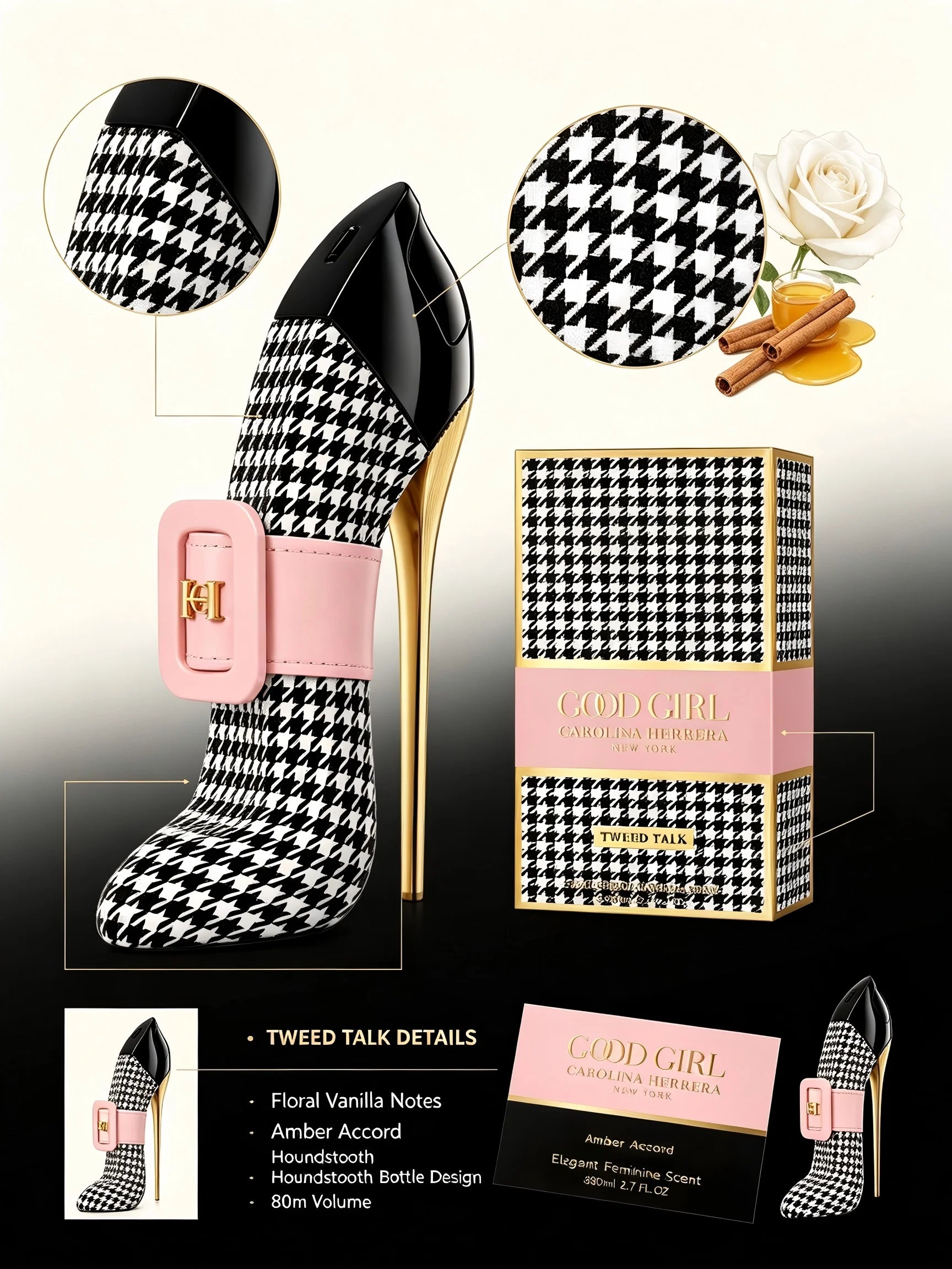 Carolina Herrera Good Girl Tweed Talk EDP for Women, 2.7 fl oz/80ml, 1 Bottle, Floral Vanilla Amber Elegant Long Lasting Perfume, Birthday Anniversary Gift for Her, Fall, Halloween, Thanksgiving, Black Friday, Christmas, New