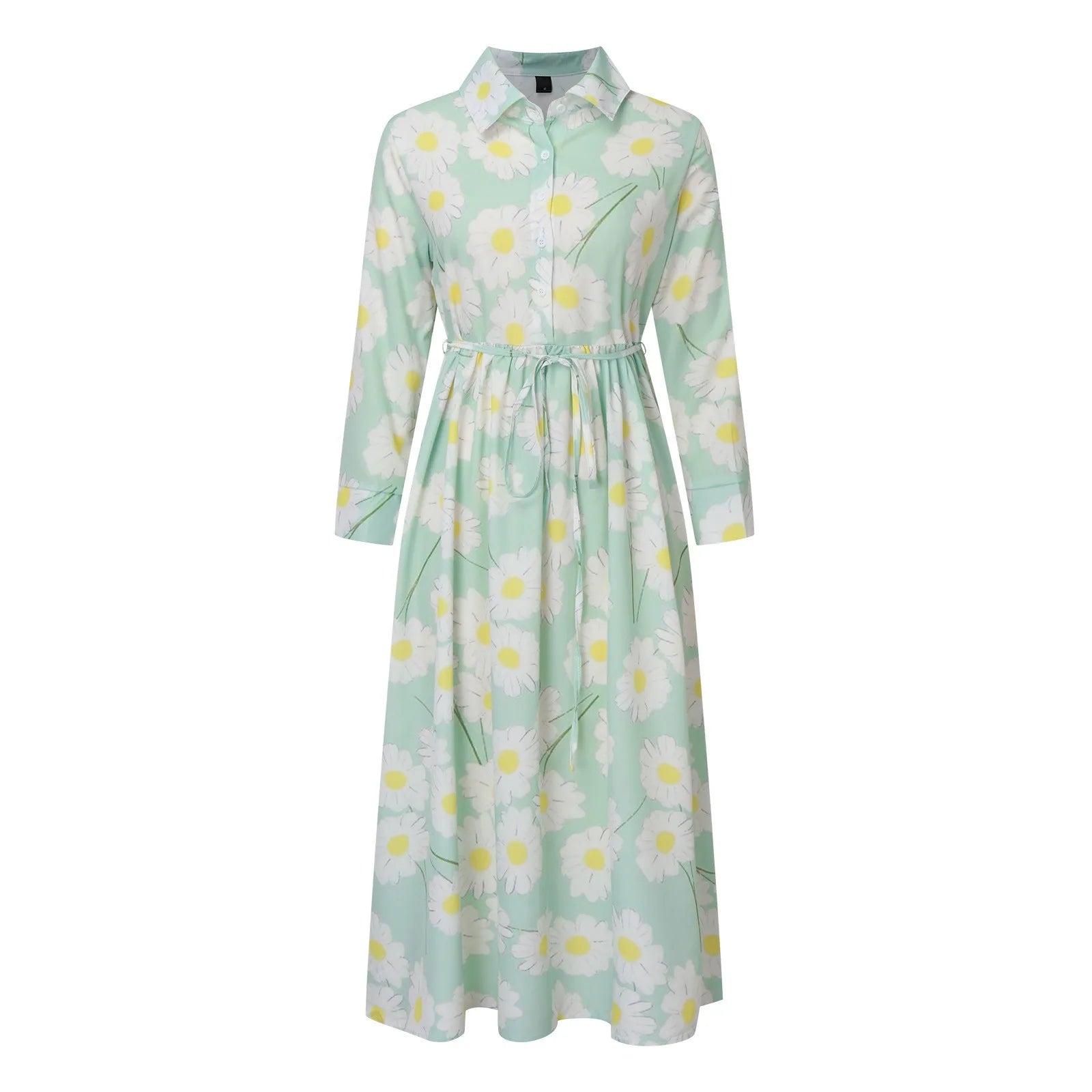 Women Korean Style Long Dresses Summer Half Sleeve Lace Up Shirt Dress Trendy A Line Ruffle Large Swing Dress Ropa De Mujer