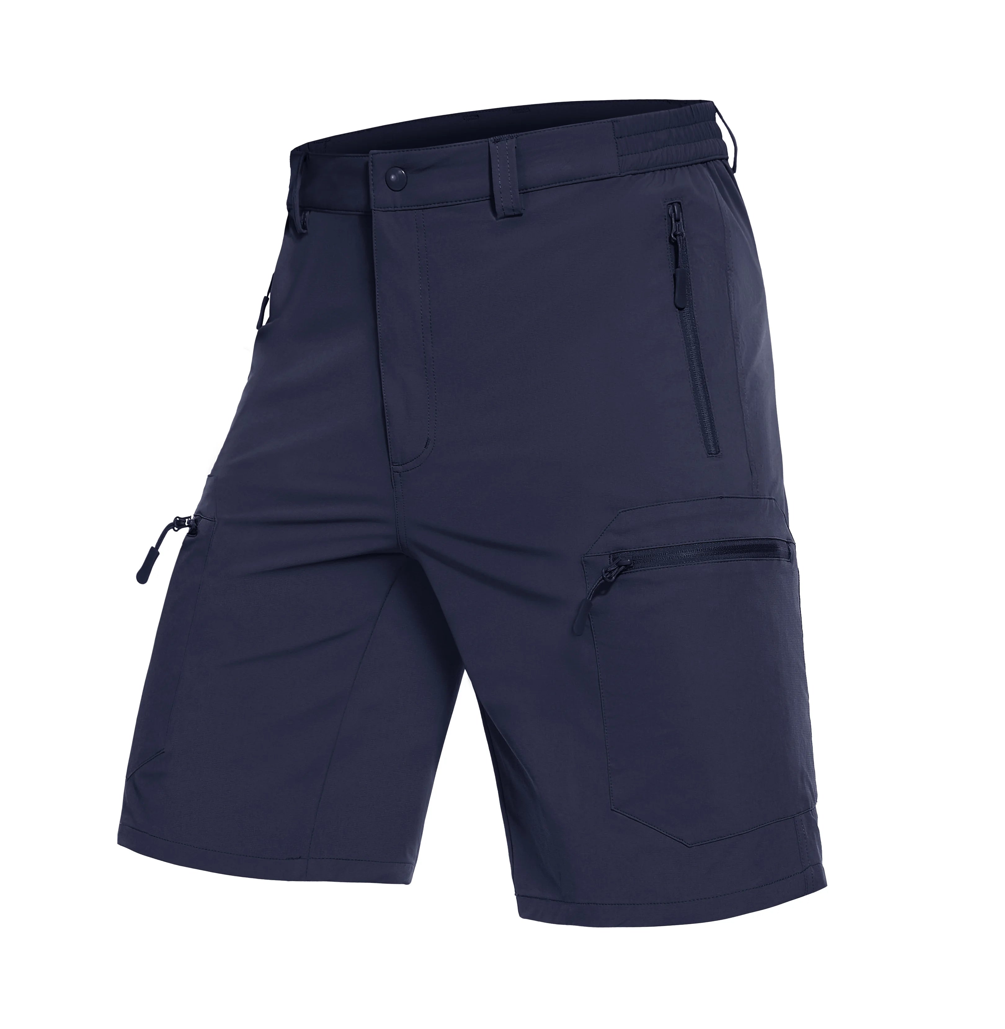 Men's Shorts Quick Dry Lightweight Hiking Cargo Golf Short Water Resistant Elastic Waist Shorts with 5 Zip Pockets