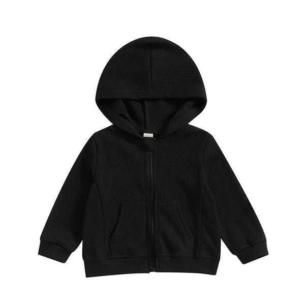 2023-07-11 Lioraitiin 12M-5Years Kids Hoodie Long Sleeve Hooded Zip-up Hoodie Solid Sweatshirt Jacket for Boys Girls