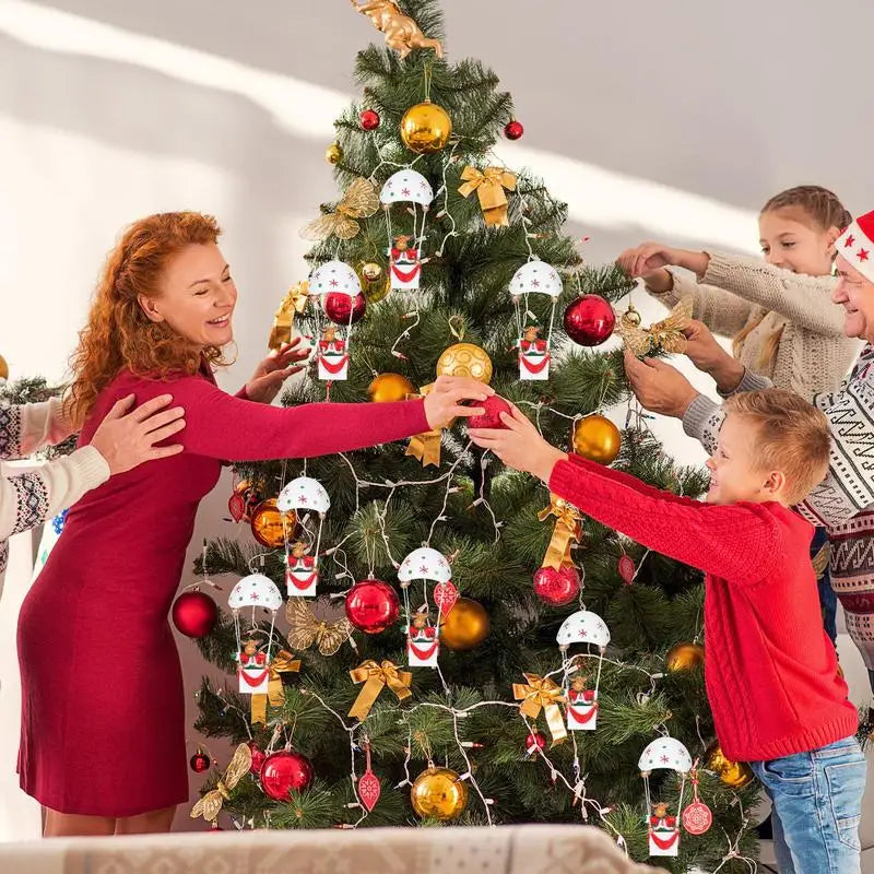 Parachute Snowman Toy Santa Claus Snowmen Parachute Ornaments Toy Christmas Tree Decoration Toys Parachute Santa Claus Ornament