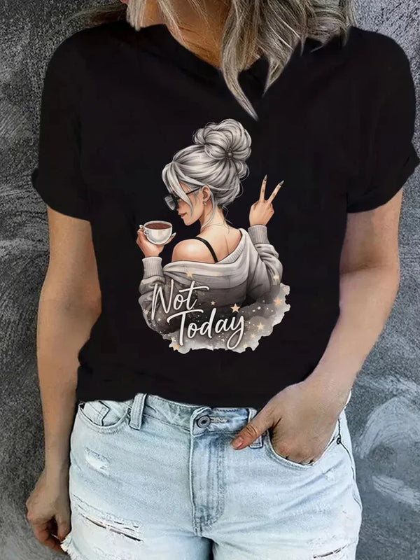 Y2k 90s 2000s Hot Sale Fashion T-shirt Artistic Wine Drink Women'S T-shirt Print Short Sleeve Women'S T Shirt Clothing Top Tee