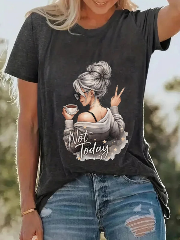 Y2k 90s 2000s Hot Sale Fashion T-shirt Artistic Wine Drink Women'S T-shirt Print Short Sleeve Women'S T Shirt Clothing Top Tee