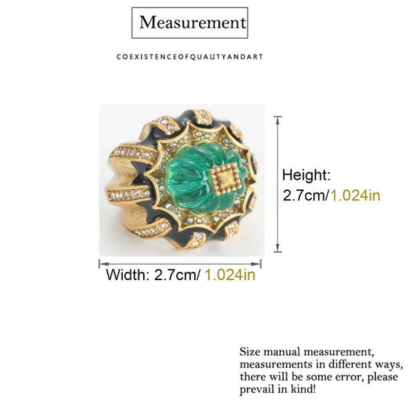 Vintage Rings For Woman Pumpkin Green Resin Black Gold Color Rhinestone Luxury Jewelry High-End Accessories Thanksgiving 2026
