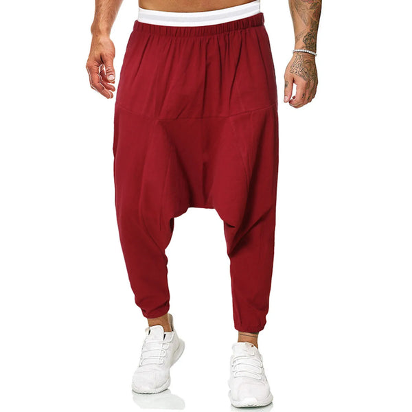 Punk Pajama Pants Men's Harem Trousers Training Trousers Wide Legs Yoga Trousers Loose Pure Colour Hip Length Trousers With