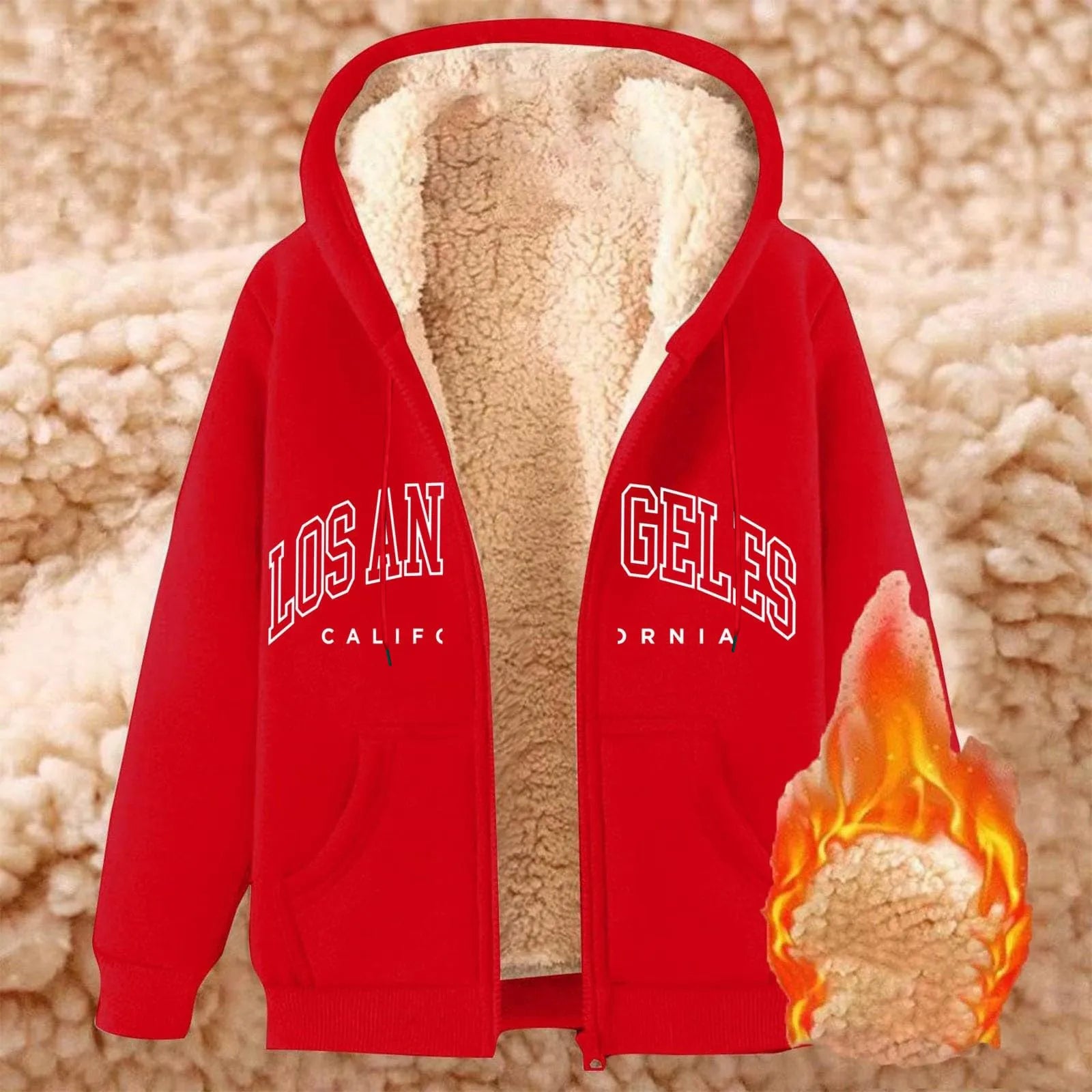 Women Solid Color Fleece Thickened Hoodies Large Size M-5XL Zip Up Warm Lined Thermal Sweatshirt Fall Winter Hooded With Pockets
