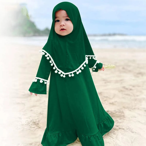 Little Girls Crop Top Girl Muslim Dress With Hijab For Newborn Infant Baby Girls Prayer Dress Muslim Little Girl Clothes Size 6