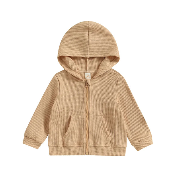 2023-07-11 Lioraitiin 12M-5Years Kids Hoodie Long Sleeve Hooded Zip-up Hoodie Solid Sweatshirt Jacket for Boys Girls