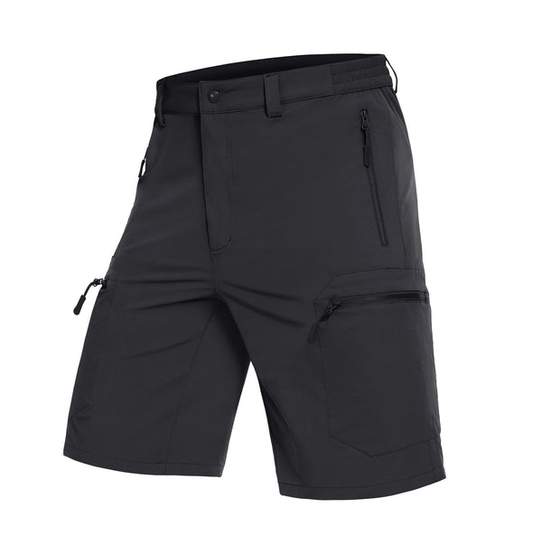 Men's Shorts Quick Dry Lightweight Hiking Cargo Golf Short Water Resistant Elastic Waist Shorts with 5 Zip Pockets