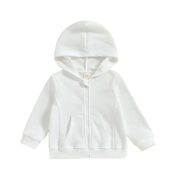 2023-07-11 Lioraitiin 12M-5Years Kids Hoodie Long Sleeve Hooded Zip-up Hoodie Solid Sweatshirt Jacket for Boys Girls