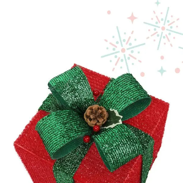 ABS Plastic LED60 Light Warm White Christmas Lights Three Piece Set in Onion Cloth Gift Box Model D0100XUDA9G