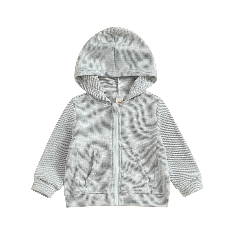 2023-07-11 Lioraitiin 12M-5Years Kids Hoodie Long Sleeve Hooded Zip-up Hoodie Solid Sweatshirt Jacket for Boys Girls