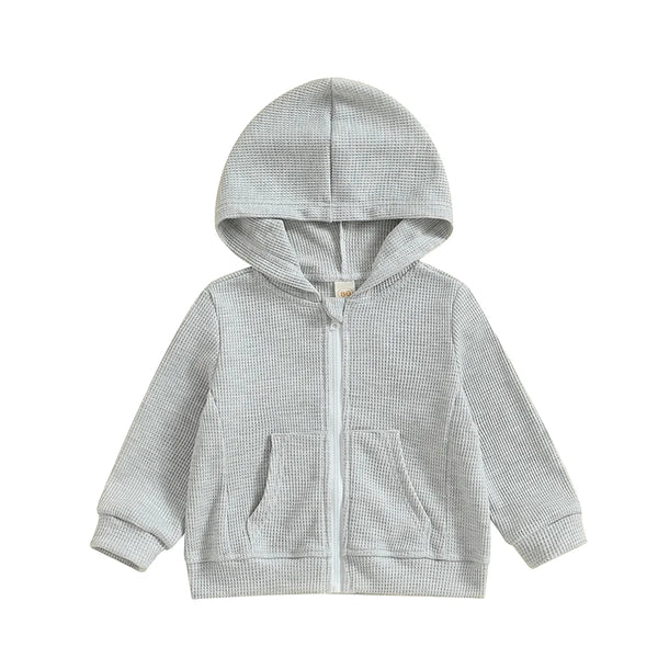 2023-07-11 Lioraitiin 12M-5Years Kids Hoodie Long Sleeve Hooded Zip-up Hoodie Solid Sweatshirt Jacket for Boys Girls