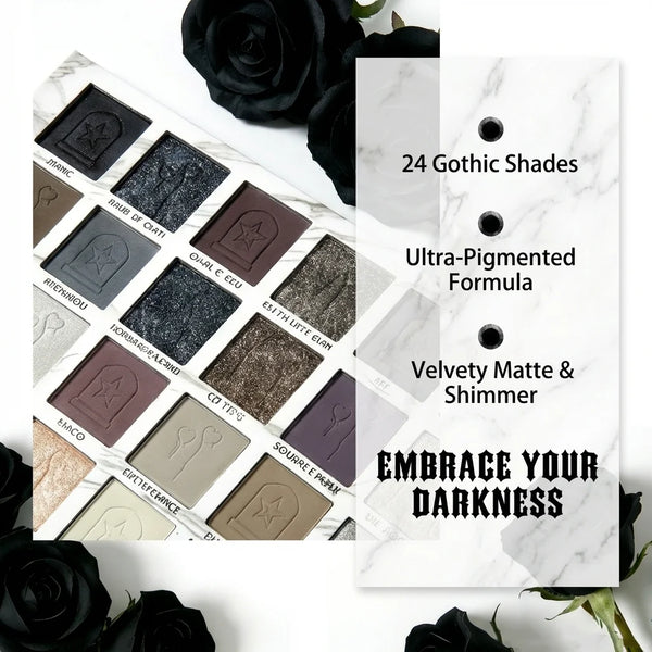 24-Color Halloween Eyeshadow & Makeup Brushes & Mascara Eye Makeup Set, Earth-Tone Smoky Matte and Shimmer for a Natural Look