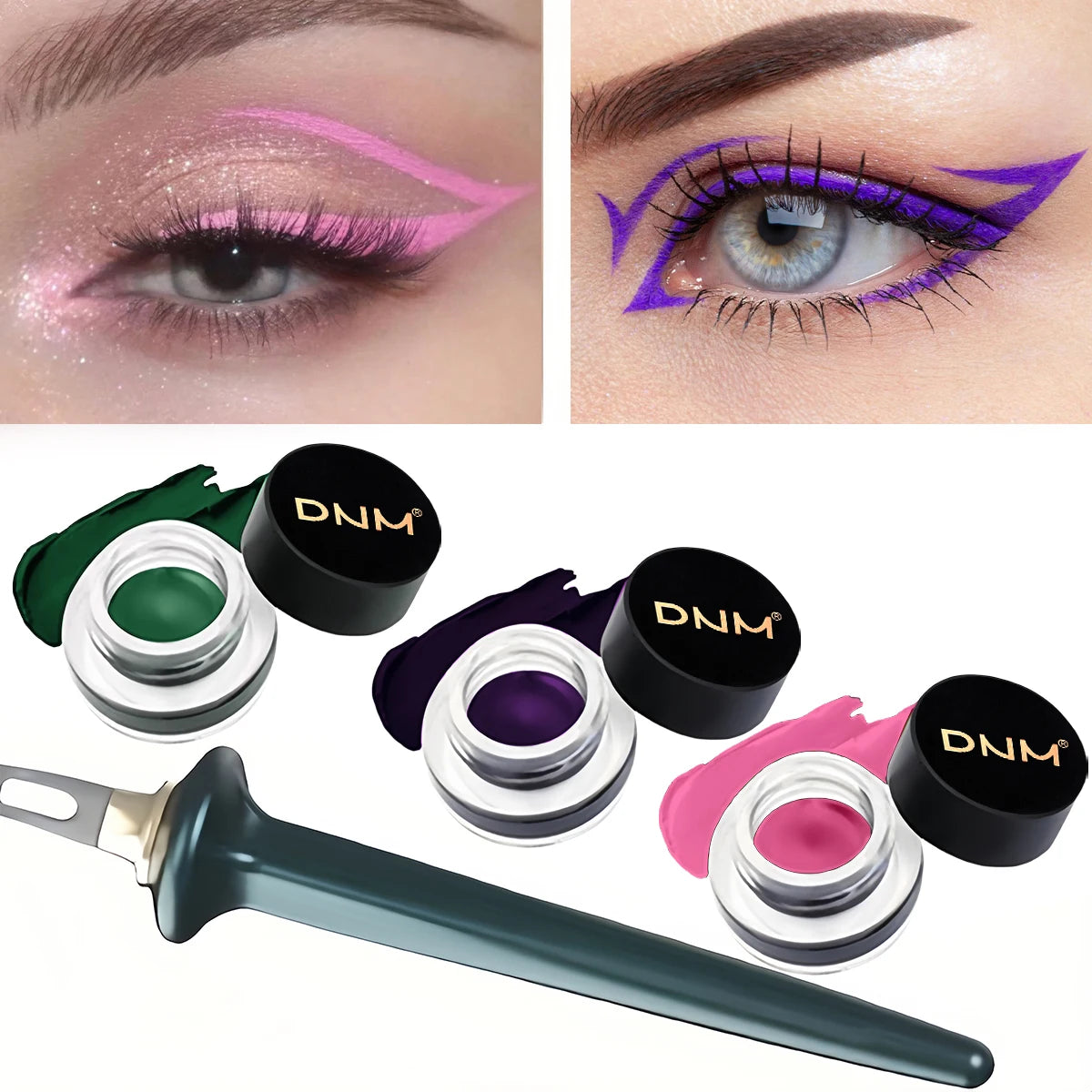 All In One Dark Goth Eye Makeup Set 24 Shades Matte Glitter Eyeshadow Palette with 3 Cream Gel Liners & 8pcs Eye Brush Kit Grunge Halloween Cosmetic Kit