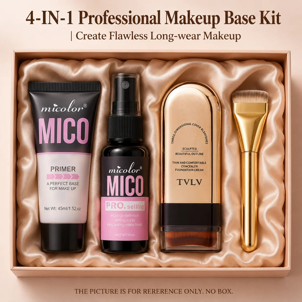 4‑in‑1 Makeup Artist Base Makeup Bundle, Hydrating Primer Gel, HD Setting Spray, Full‑Coverage Foundation Stick with Premium Foundation Brush, Long‑Lasting Matte Finish for Daily Makeup