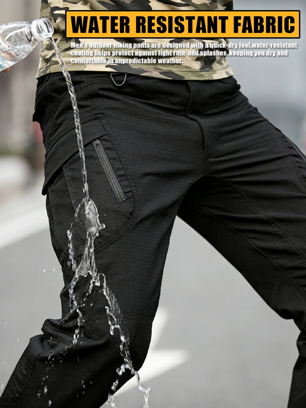Men's Heavy Duty Tactical Pants Black, Durable Ripstop Cargo Work Pants, Water Resistant Outdoor Hiking Pants, Ships from US