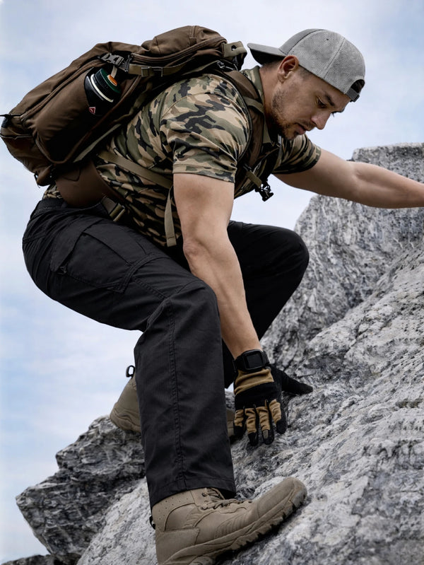 Men's Heavy Duty Tactical Pants Black, Durable Ripstop Cargo Work Pants, Water Resistant Outdoor Hiking Pants, Ships from US