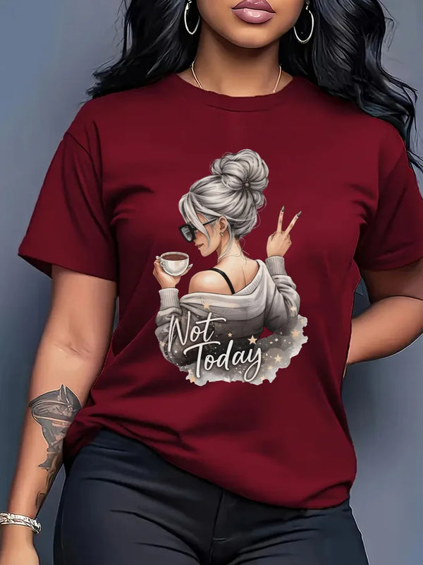 Y2k 90s 2000s Hot Sale Fashion T-shirt Artistic Wine Drink Women'S T-shirt Print Short Sleeve Women'S T Shirt Clothing Top Tee