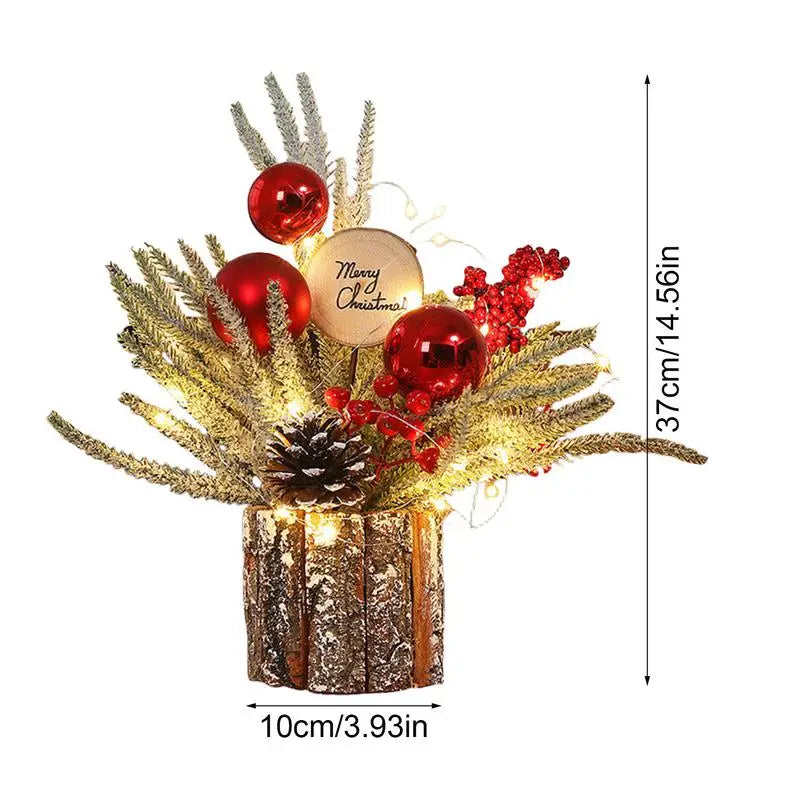 Christmas Table Decor Artificial Desk Christmas Tree With Berries Holiday Indoor Decorations 10cm/3.94 Inches Fake Potted Plants
