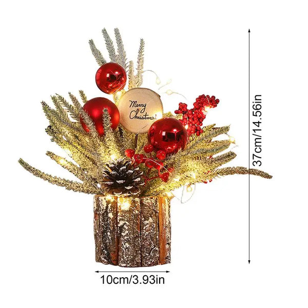 Christmas Table Decor Artificial Desk Christmas Tree With Berries Holiday Indoor Decorations 10cm/3.94 Inches Fake Potted Plants