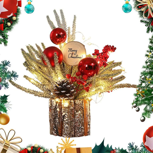 Christmas Table Decor Artificial Desk Christmas Tree With Berries Holiday Indoor Decorations 10cm/3.94 Inches Fake Potted Plants