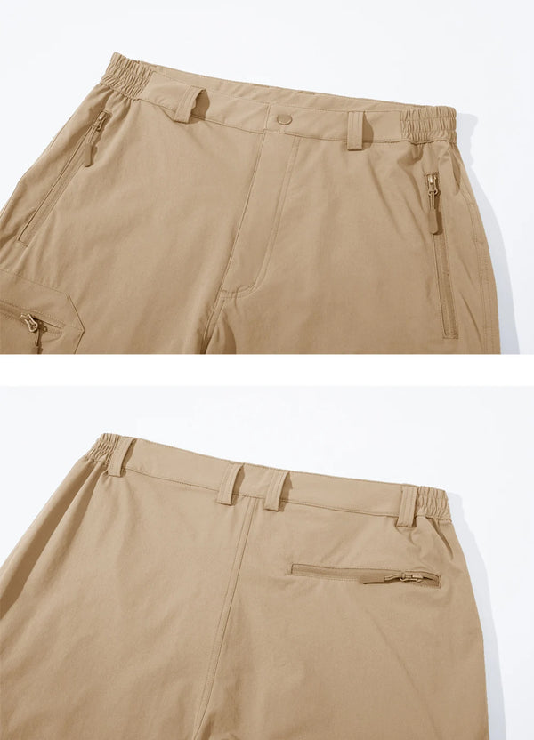Men's Shorts Quick Dry Lightweight Hiking Cargo Golf Short Water Resistant Elastic Waist Shorts with 5 Zip Pockets