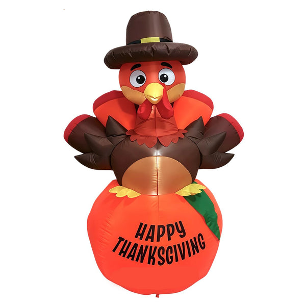 6ft Thanksgiving Inflatable Pumpkin Turkey With 7 Led Lights, Blow Up Outdoor Yard Lawn Garden Porch Party Indoor Decor Toy Display