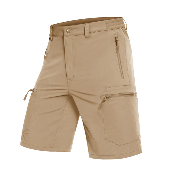 Men's Shorts Quick Dry Lightweight Hiking Cargo Golf Short Water Resistant Elastic Waist Shorts with 5 Zip Pockets